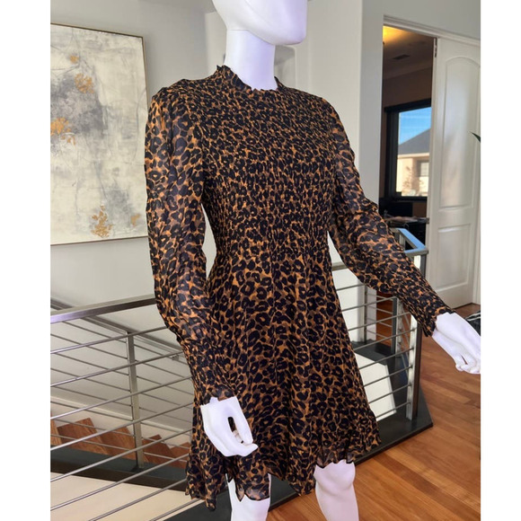 Whistles Classic Leopard Shirred Midi Dress - Picture 1 of 16
